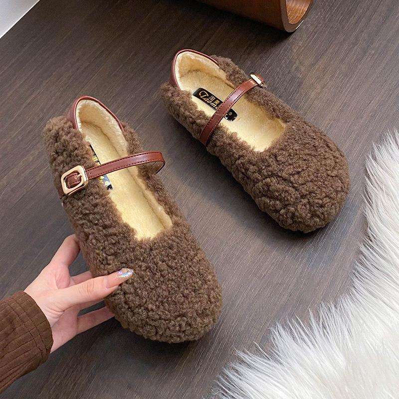 

Mao Mao shoes women s 2025 new winter wear velvet thick-soled Doudou shoes soft-soled pregnant women ladyshoes large size 41-43 43 коричневый