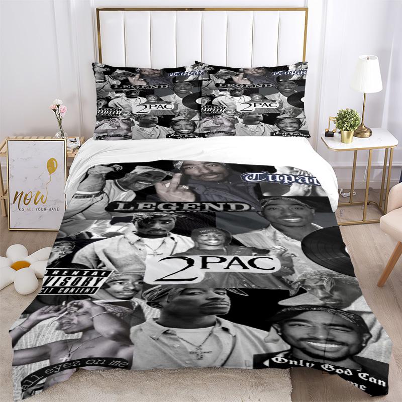 Tupac Collage Bedding 3 Piece Set Hd Print Duvet Cover Pillowcases For Teens Adult Bedroom Decoration Christmas Gift C9211166