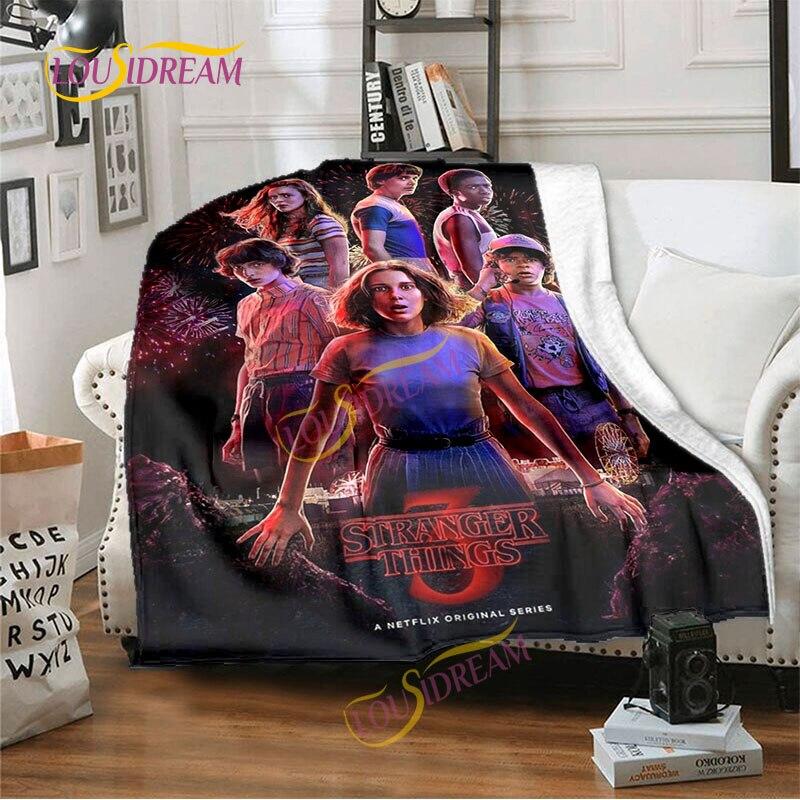 Stranger Things Flannel Blanket  Warm Comfort  Blanket Home Office Noon Break Blanket Travel Bed Sofa Washable Blanket.
