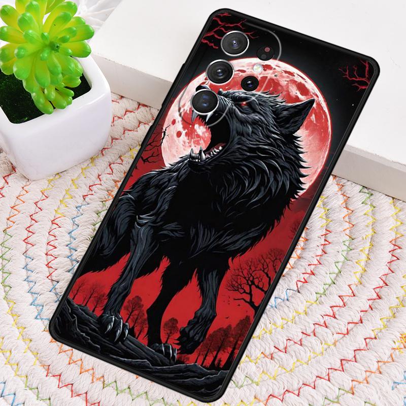 Wolf Moon Howl TPU Phone Case For Samsung Galaxy note 10 pro S26 S25 S24 S23 S22 Ultra Plus S21 FE S20 Shockproof Cover