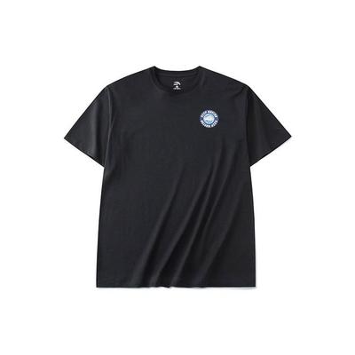 Letter Pattern Printed Casual Sports Round Neck T-Shirt Unisex Tops Black 952228144-3