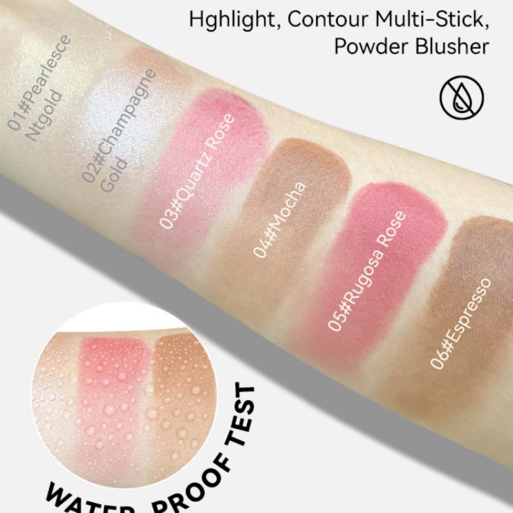 MLSMILE Brightening Shadow Stick, Three-dimensional Makeup, Brightening Skin Tone, European and American High-gloss Blush, Contouring Stick