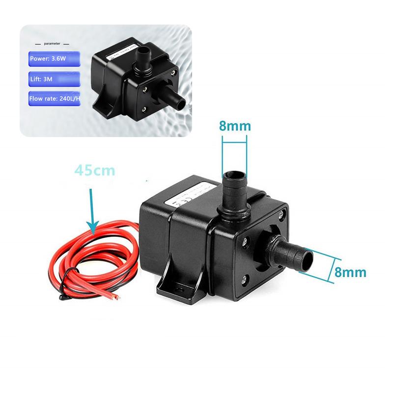 3.6W 4.8W 240L/H Silent Fish Tank Pump DC 12V Solar Brushless Motor Pool Circulating Submersible Pump Water Pump