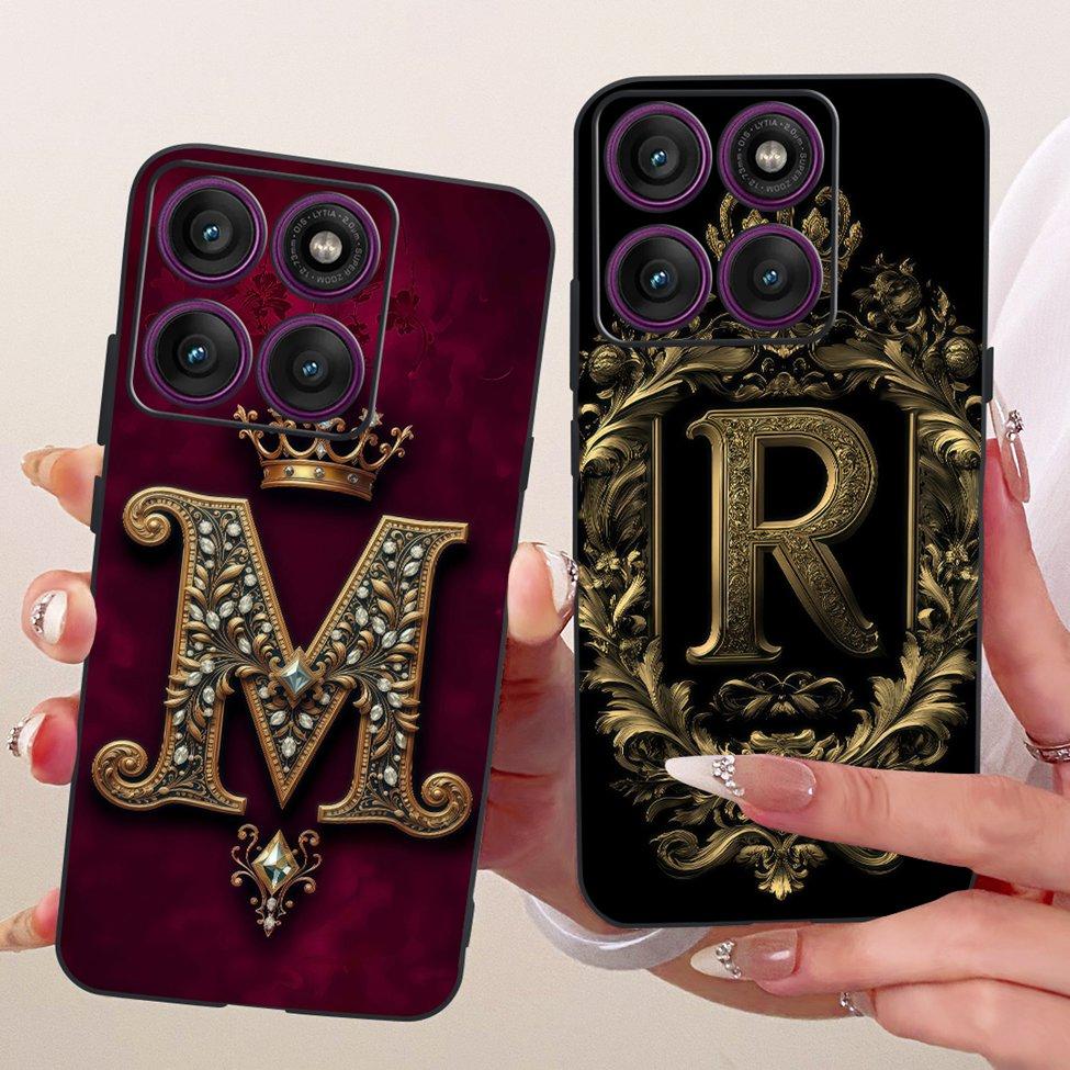 For Motorola Edge 60 Pro Case Silicone Luxury Crown A-Z Letters 2D Painted Soft Casing For Motorola Edge 60Pro XT2507-1 Cover