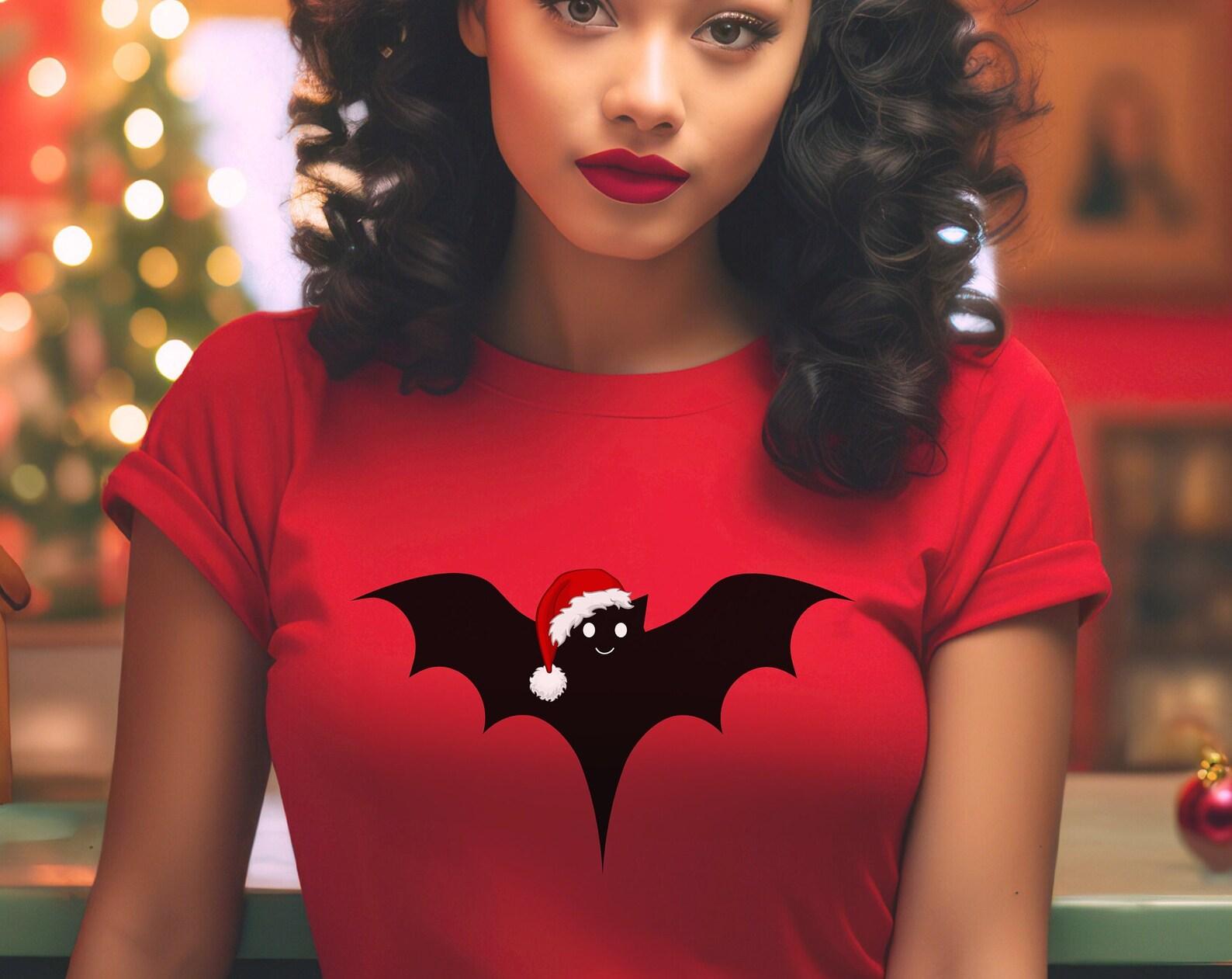 Holiday Santa Bat with Santa Hat Whimsigoth Christmas Unisex Jersey Short Sleeve 3XL