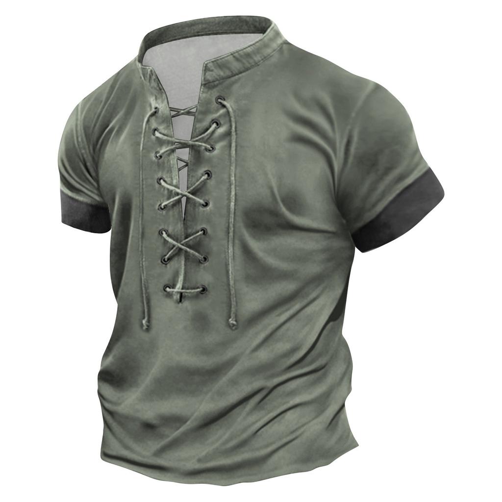 Herren-T-Shirt mit Retro-Krawatte, lässig, farblich abgestimmt, kurzärmelig