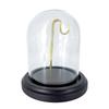 Pocket Watch Display Case Clear Glass Dome Cloche Dust Cover with Golden Hanging Hook and Black Wooden Base for Home Decoration