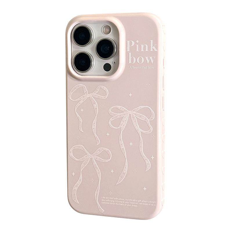 Simple Korean Pink Bow Glossy Protective Phone Case Cover For For Iphone 17 16 1 14 13 iPhone 13