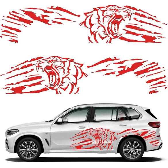 1 Set Running Wolf Graphics Car Body Sticker Self-Adhesive Wolf Decal Racing Sports Car Side Door Sticker Scratch Hidden Car Exterior Decoration