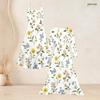 Women Plus Size Floral Print 2 Piece Set V Neck Strappy Flared Dress Long Sleeve Open Front Cardigan