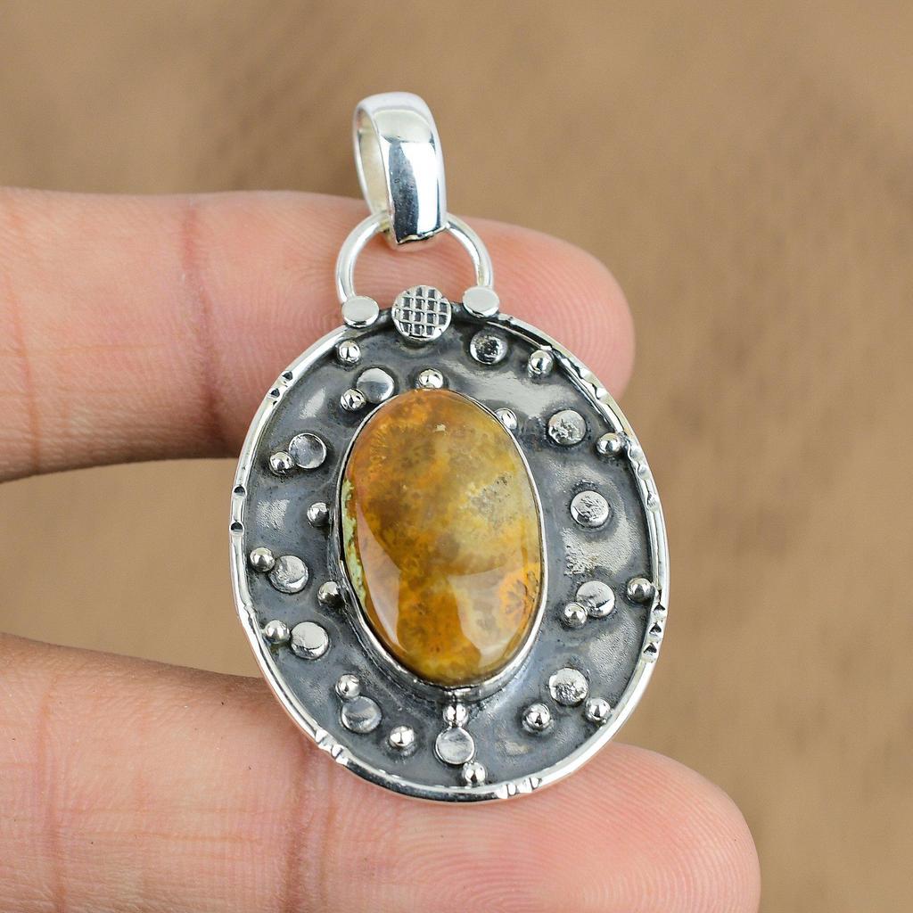 Mothers Day Sale Natural Fossil Coral Sterling Silver Wedding Pendant Jewelry