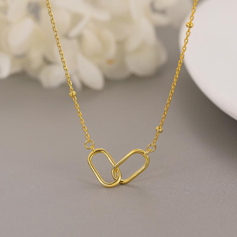 Banyan Tree S925 Silver Geometric Cross Necklace for Women - Trendy Paperclip Chain, Cold Style Clavicle Jewelry.