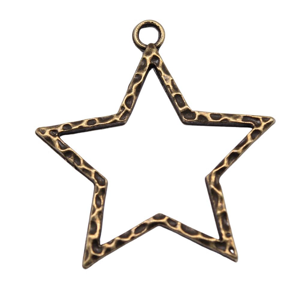Nested Star Charms Multi Color Alloy Pendants For Double Star Themed Jewelry