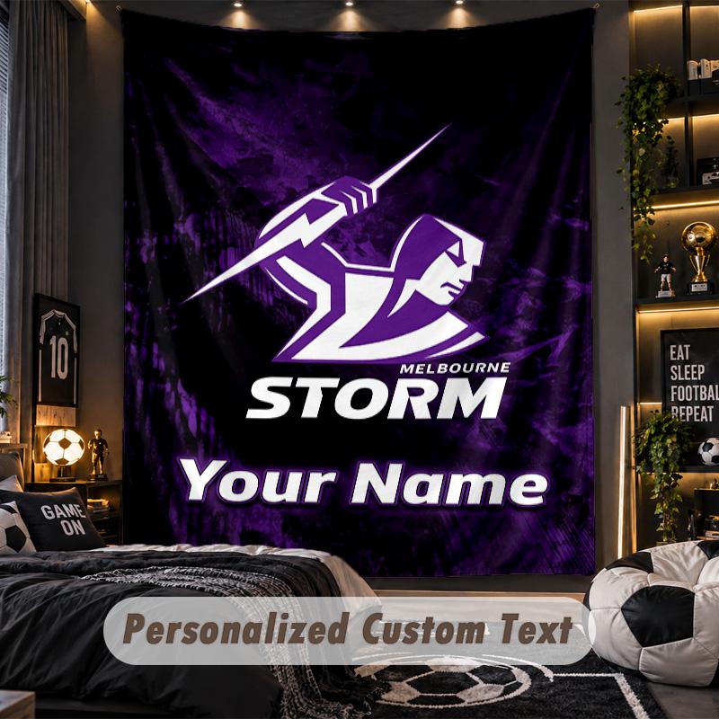 TapestryMelbourne Storm Custom Name Text Personalized Wall Hanging Tapestry Home Wall Decor