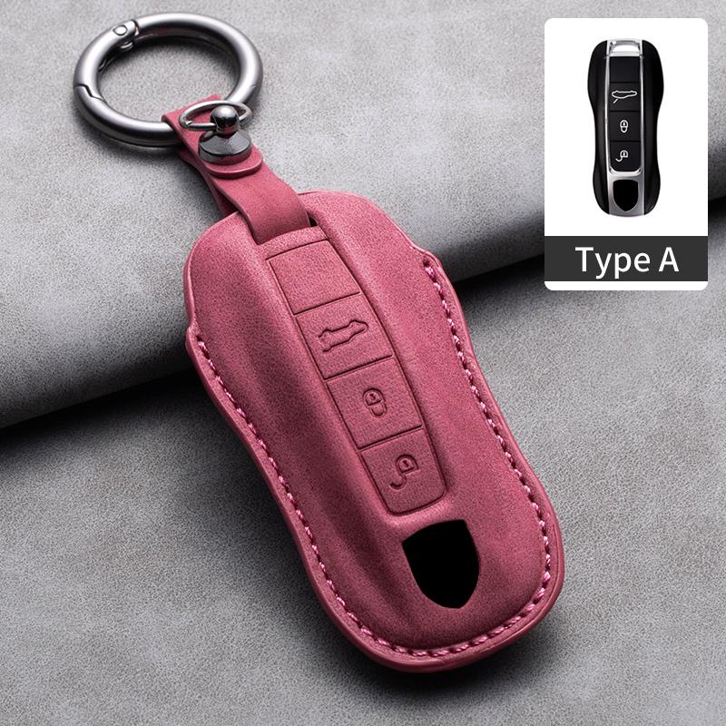 Leather Car Key Cover Case Shell for Porsche Panamera Carman Macann Bobst Cayenne 911 970 981 991 996 Keychain Key Accessories