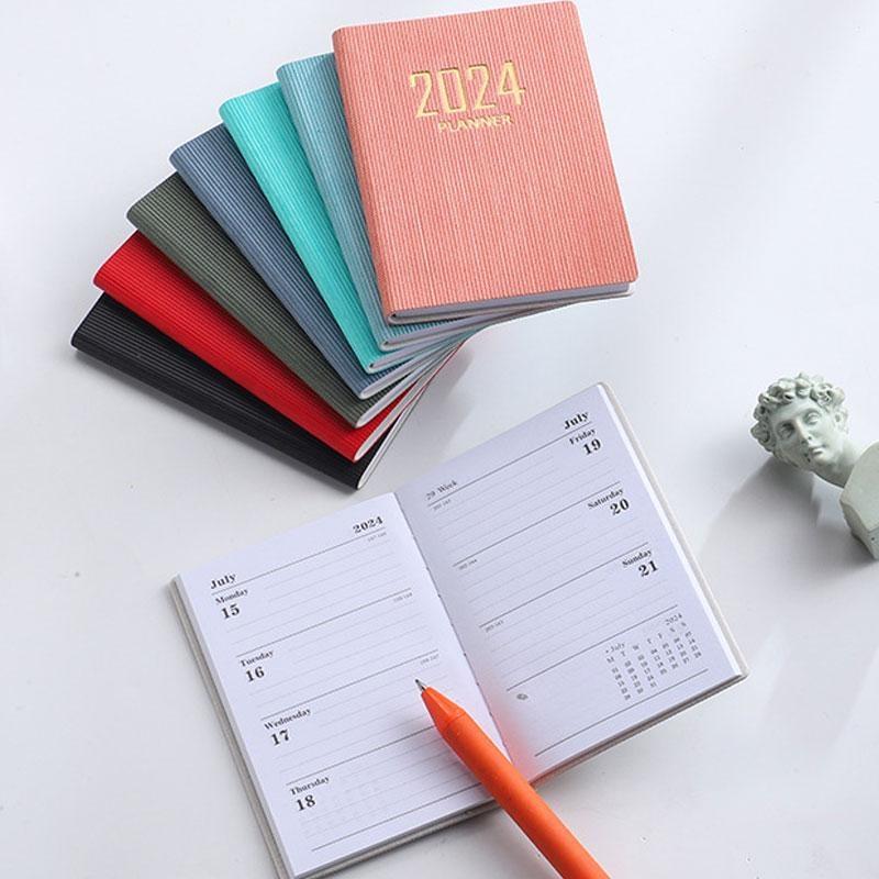 Handbuch 2024 Englisch Agenda Buch A7 Täglichen Planer Notebook Planer Tragbare Tasche Planer