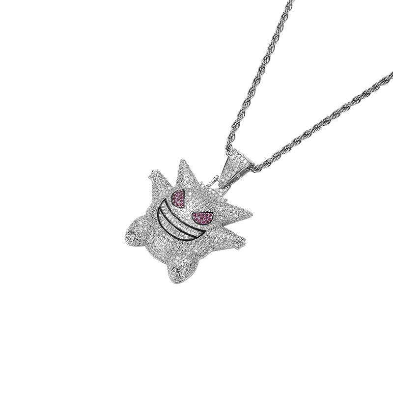 Hiphop Full Diamond Cuban Necklace Hiphop Pokemon Anime Pet Elves Pendant Men's Necklace