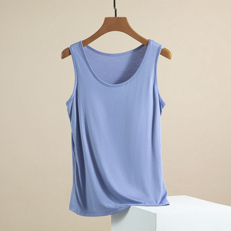 

Модальная женская летняя майка с нагрудными вкладышами, пижама без бретелек, тонкая домашняя одежда, топ-бра без косточек Gray Blue L (Recommendation 40.00 kg-55.00 kg