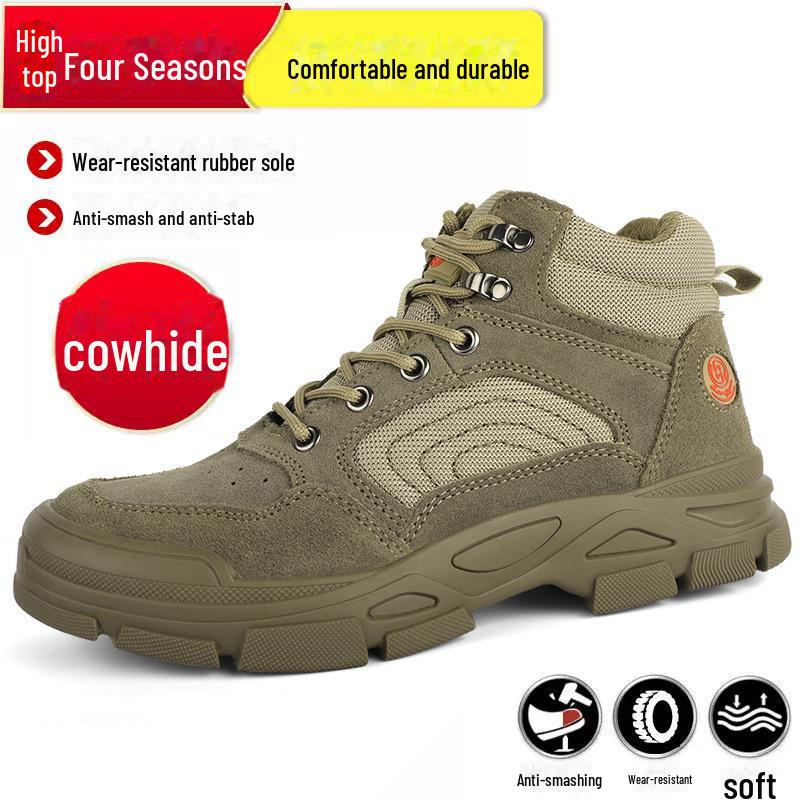 Pantofi de Sudură cu Bombeu din Oțel din Piele de Vacă - Antizdrobire, Antiperforație, Izolați, Încălțăminte de Siguranță cu Top Scund pentru Sudori.