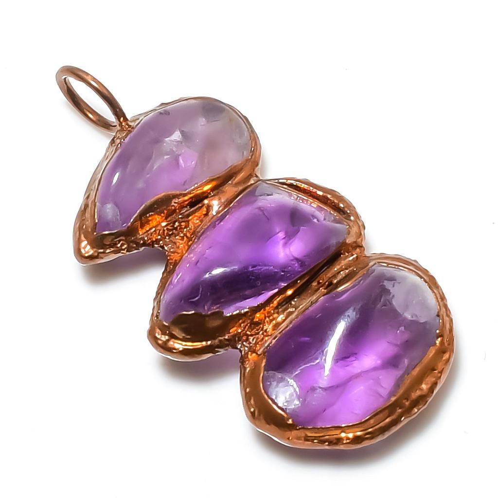 Amethyst Pendant Gemstone Jewelry, Copper Electroformed Pendant, Gift For Women Handmade Pendant