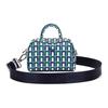Fashion Color Block Printed Logo Mixed Material Shoulder Crossbody Handbag Small Women Handbags Blue Green NF4569FZN30