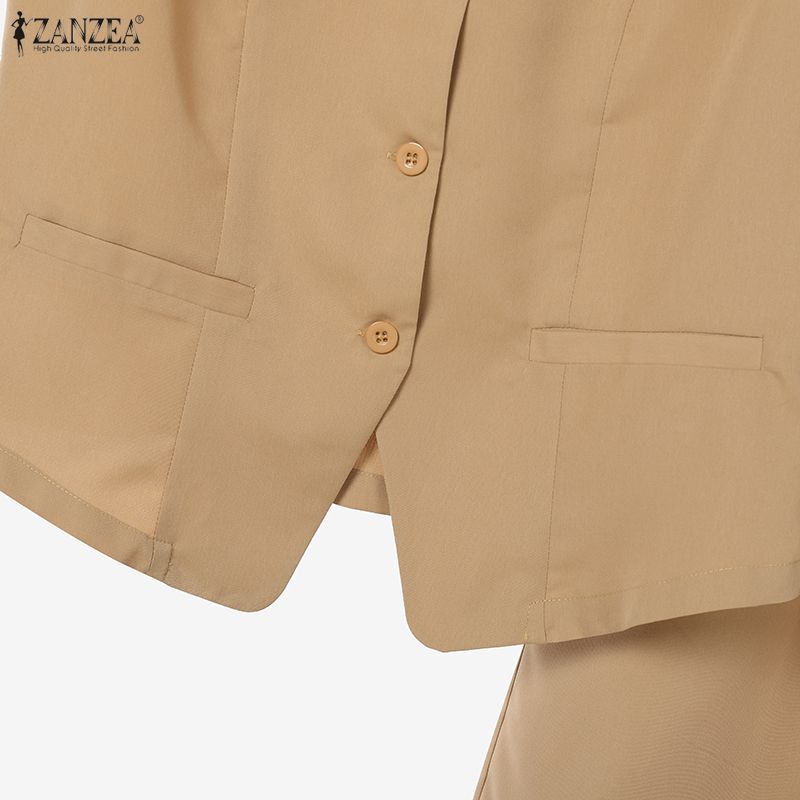 ZANZEA Women Sleeveless Vest Tops and Pants Casual Two Piece Suit Sets