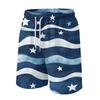 Men's Casual Drawstring Waist Shorts with Star and Wave Print Lightweight Summer Beach Shorts for Everyday Wear