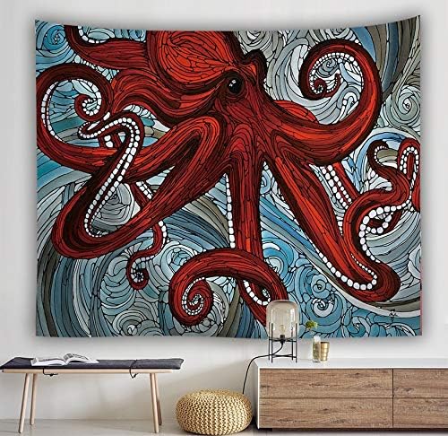 Psychedelic Octopus Tapestry Ocean Monster Tapestry Abstract Style Tapestry Home Living Room Bedroom Dorm Decor Background Cloth