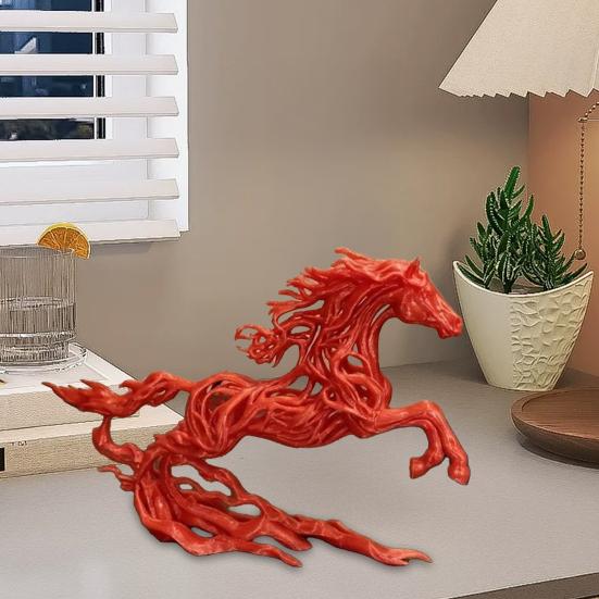 3D-printad Hästfigur Stående Ihålig Hästskulptur Skrivbord Zodiak Häst Prydnader för Hem Bord Hylla Dekor