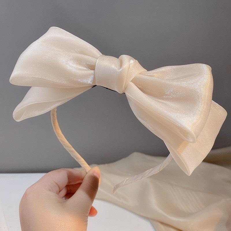 1Pcs Hair Accessories Spring/Summer Girl Glossy Bow Bezel Headband Solid Color Hair Band For Women