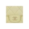 CHANEL 25S classic vertical gold-labeled double C logo quilted diamond pattern shiny grain calfskin with gold metal card holder small size yellow