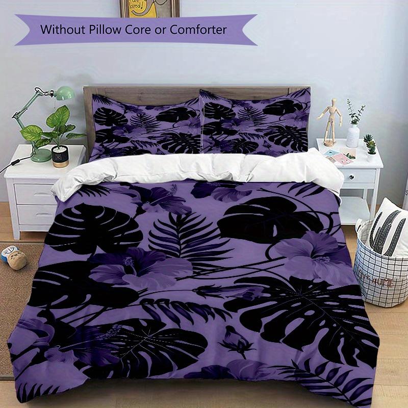 3pcs Tropical Leaves Bedding Set, Breathable and Soft, Suitable for Bedroom Decor (1*Duvet Cover + 1/2*Pillowcases, No Core) yy250821122