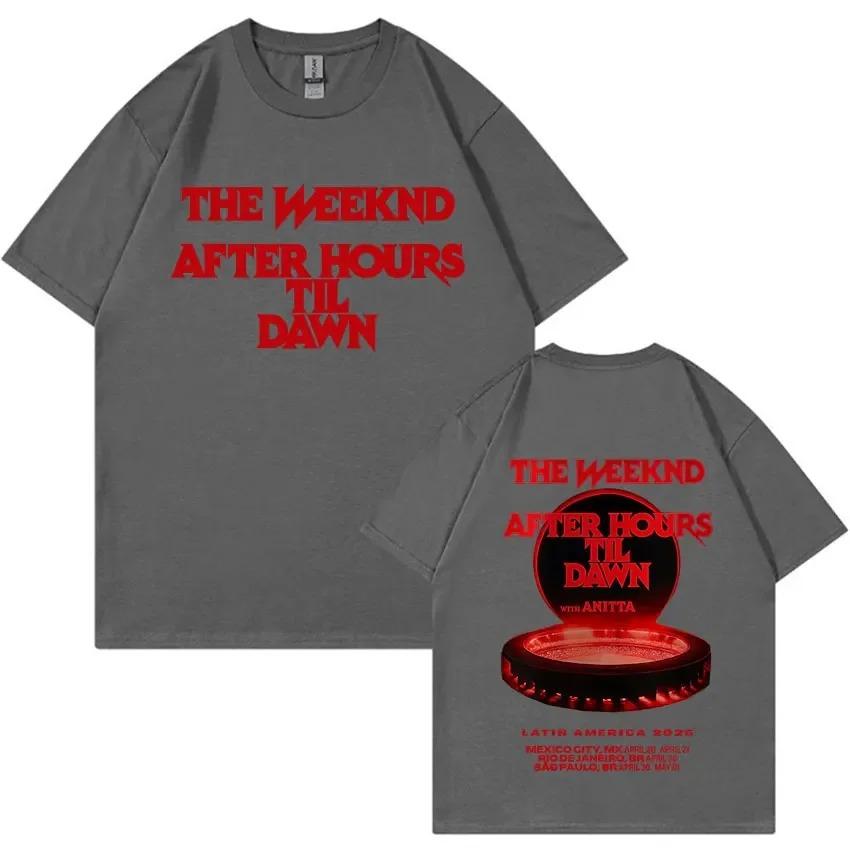 Rapper The Weeknd After Hours Til Dawn 2026 World Tour Music TShirt Unisex HipHop Harajuku Style Crew Neck TShirt