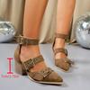Spitzschuh Einriemer High Heels Damen Sommer Dicke Absätze Eckige Schnalle High Heel Sandalen