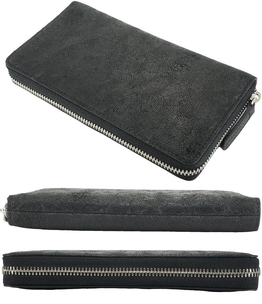 Genuine black elephant leather wallet for men and women, made from a single piece of genuine elephant leather. Features a round zipper closure, coin