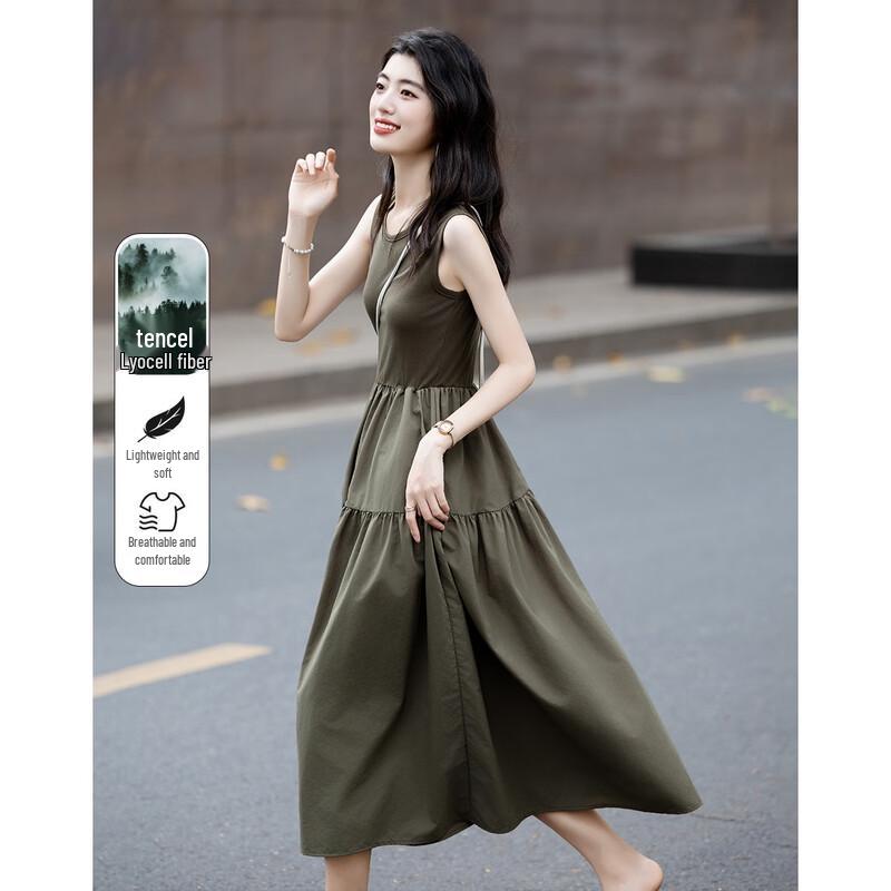 Demana Women s Lyocell Blend Spliced Sleeveless Maxi Dress M