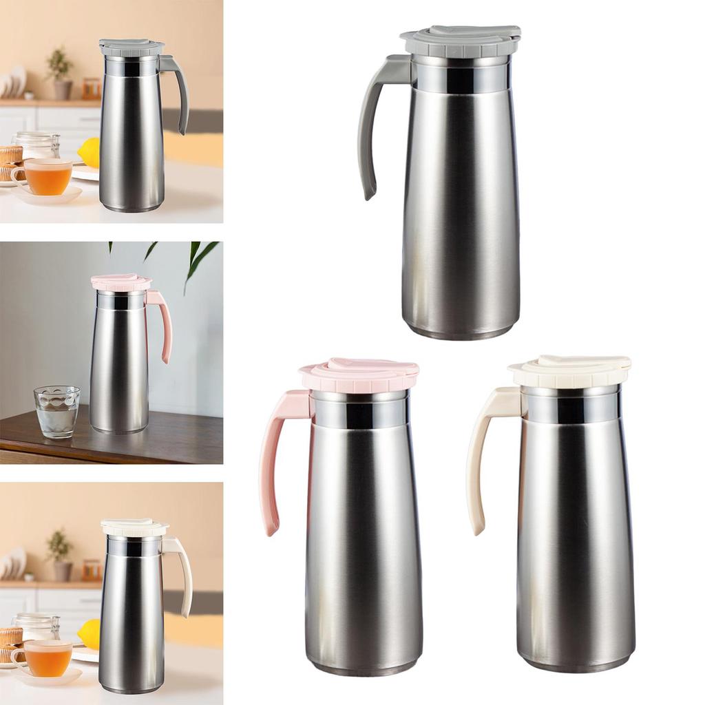 Stainless Steel Water Jug with Handle Mix Drinks Juice Jar Teapot Iced Beverage Dispenser for BBQ Home Summer Restaurant Kitchen