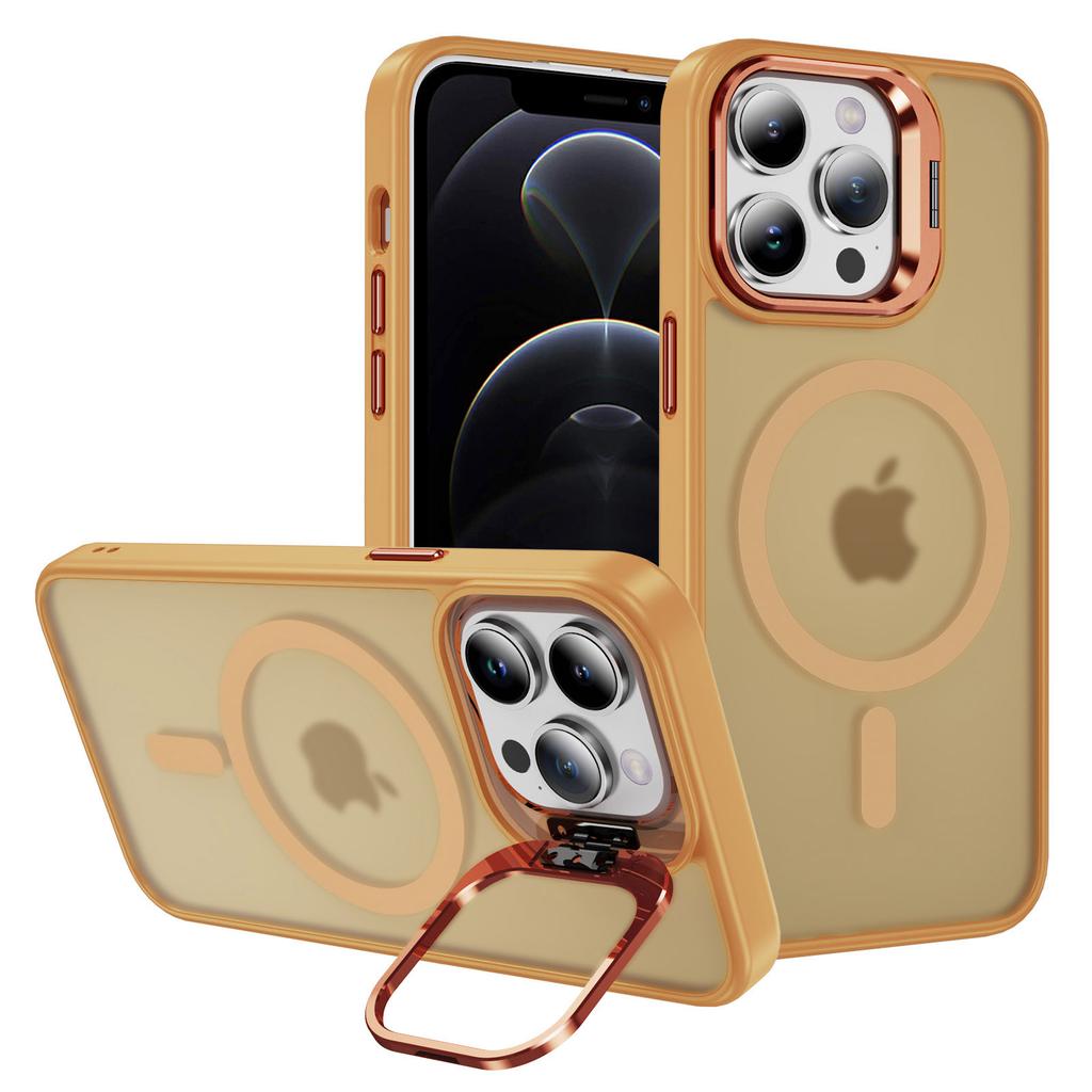 For iPhone 12/12 Pro Case Compatible with MagSafe PC+TPU+Metal Phone Cover Kickstand