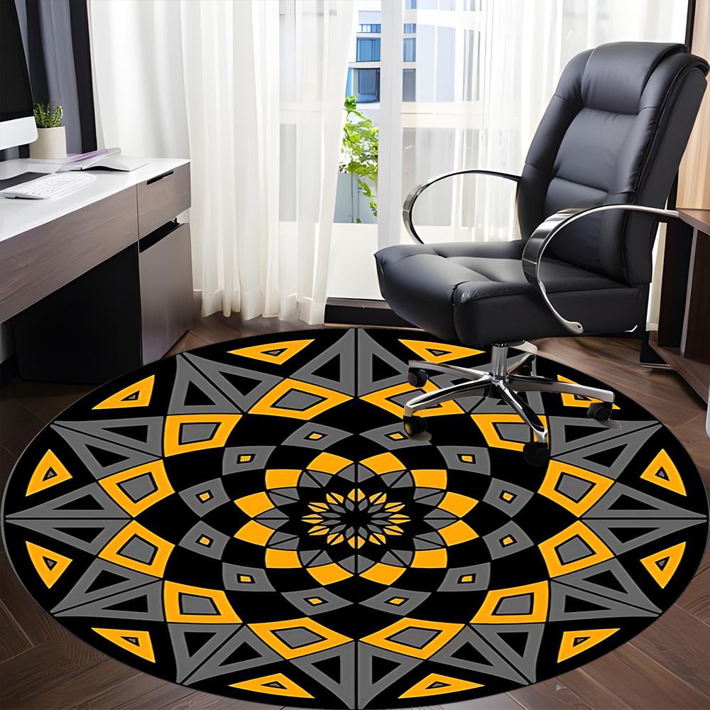 1pc Kaleidoscope Pattern Office Round Area Rug, Indoor Mat Suitable ForOffice, Under Office Chairs Bedroom Living Room Home Decor, Room Deco D004