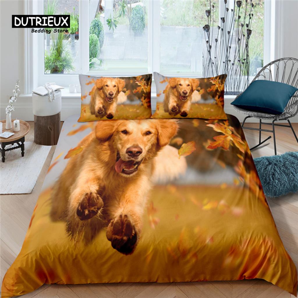 

Luxury 3D Cute Dog Print Home Living 2/3Pcs Comfortable Duvet Cover Pillowcase Bedding Set Queen and King EU/US/AU/UK Size EU single(135x200cm)