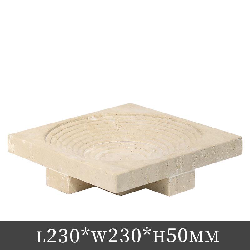 Wabi-Sabi Faux Stone Square Tray: Creative Carved Pattern for Incense, Coffee Table, or Fruit Bowl.