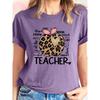 Single-piece women's short-sleeve shirt T Shirt Leopard print Apple teacher-themed casual crew neck sports top Suitable for wear in spring, summer,