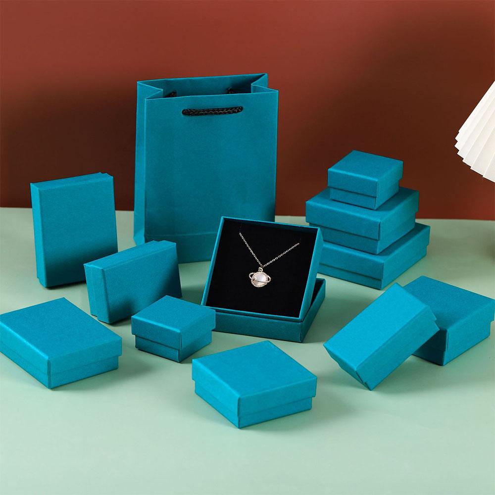 5pcs Paper Jewelry Box For Ring Earrings Pendant 9x9x3cm Display Packaging Wedding Birthday Party Gifts Organizer Holder Boxes