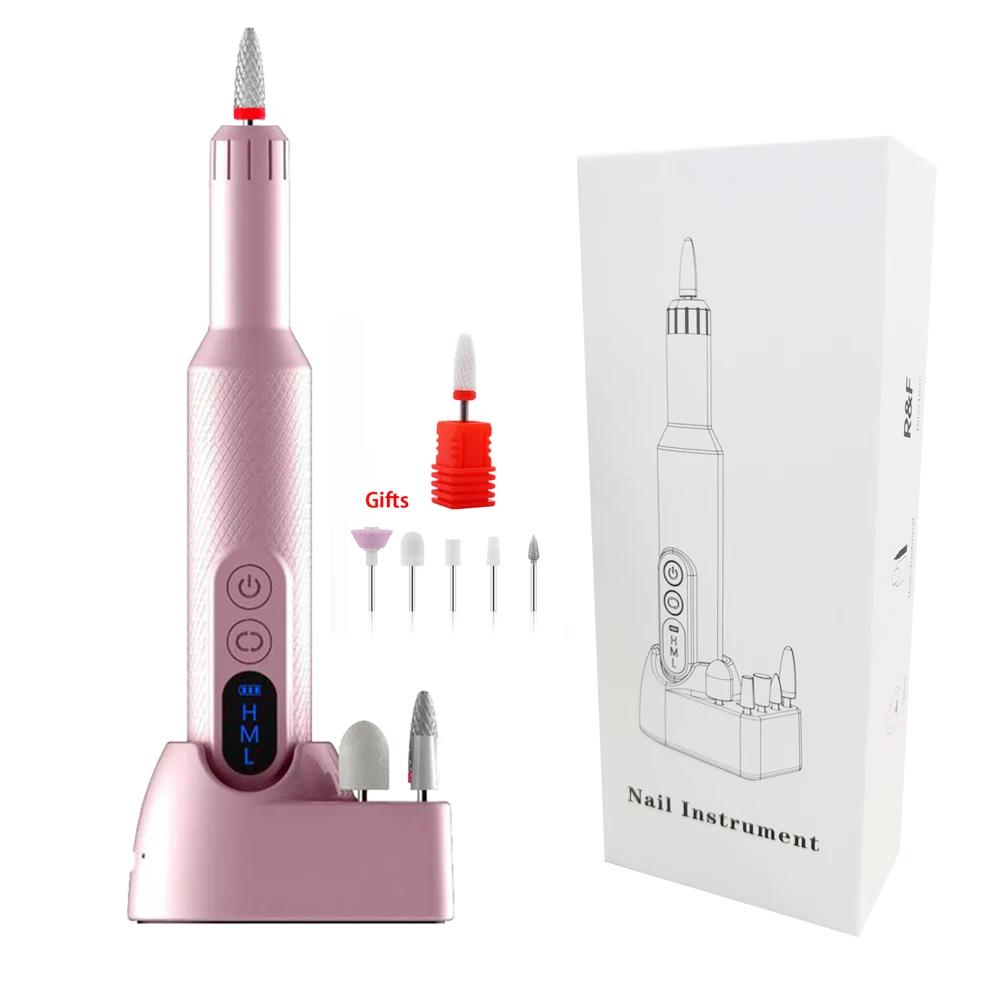 

НОВАЯ беспроводная дрель для ногтей 18000 об/мин электрическая шлифовальная машинка для ногтей беспроводная аккумуляторная маникюрная машинка фрезерный станок для ногтей розовый