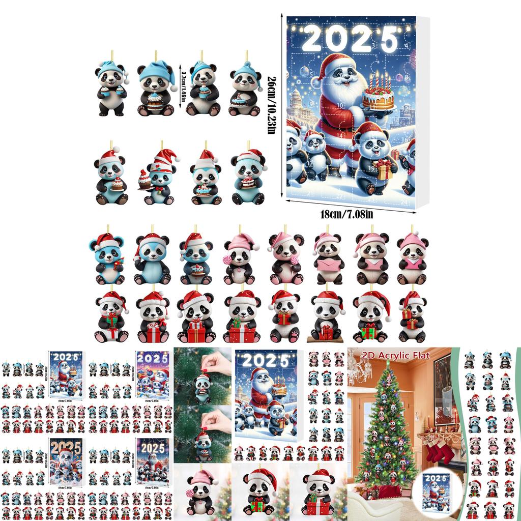 Christmas Panda Countdown Calendar With Acrylic Components For Holiday Decor Gift For Kids
