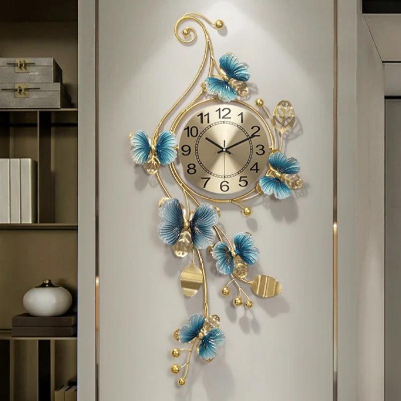 Metal Butterfly Wall Clock Home Fashion Creative Decoration Clock Silent Sweep Seconds Quartz Watch Personality Wall Watchs