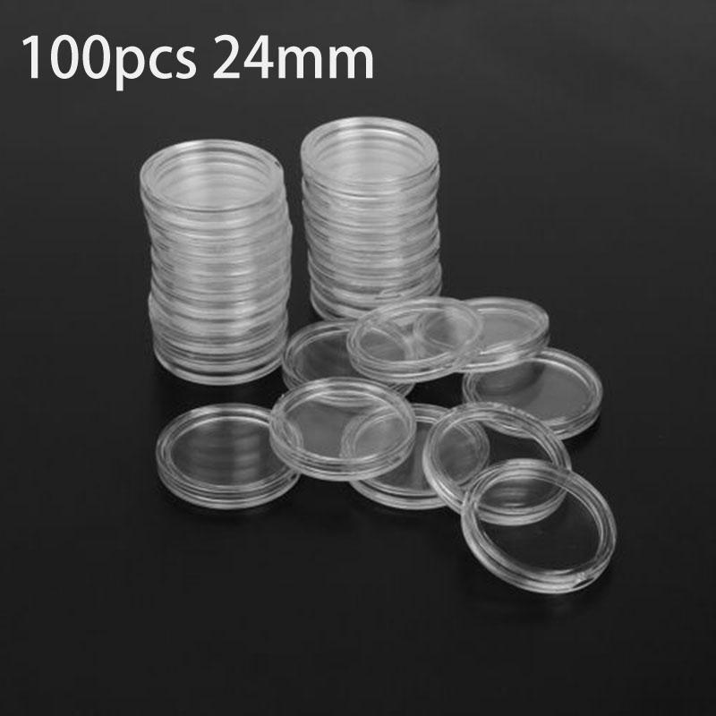 Container Coin Capsules Holder Storage Transparent Box Collection Plastic Protection Round 24mm Accessories Useful
