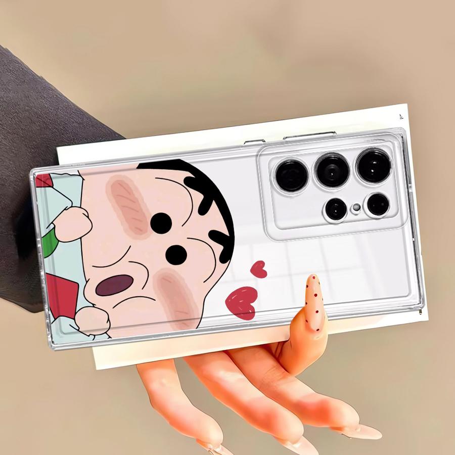 Case for Samsung Galaxy S25 Edge S20 Plus S26 S24 S21 S22 FE Note 20 Ultra 10 S23 Ultra Phone Cover Cartoon Crayons Shinchan