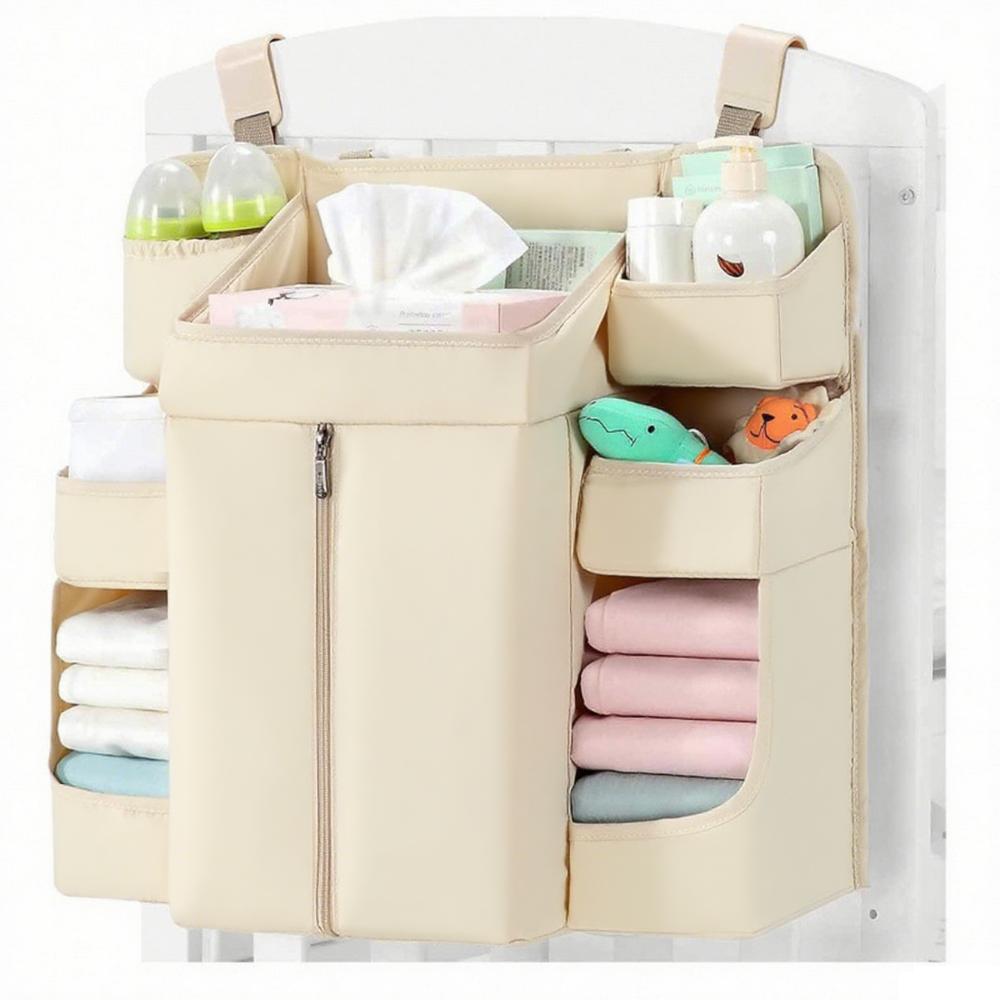 Multi-Pocket Hanging Diaper Container Polyester Changing Table Organizer Bedside Storage Rack  Crib