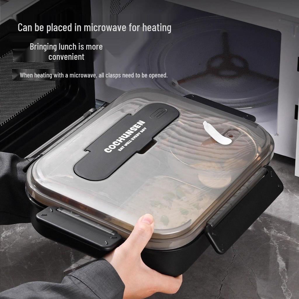 Insulated Lunch Bag with Compartmented Stainless Steel Bento Box for Office or School Meals
